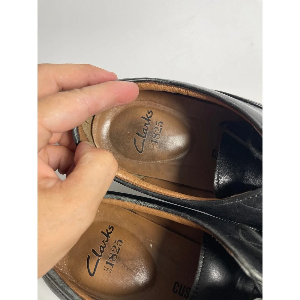 Clarks 1825 Mens Black Leather Cap Toe Oxford Dress Shoes Size 12 M